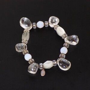 Ali-Khan Collection Chunky Beaded Bracelet.  Sterling Silver, Quartz Crystal